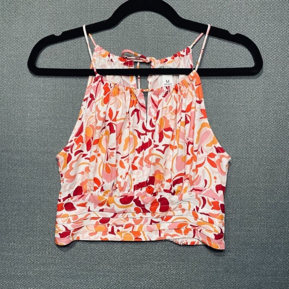 Japna Bustier Corset Style Pink Orange Cotton Tank Top Size M Dopamine Boho